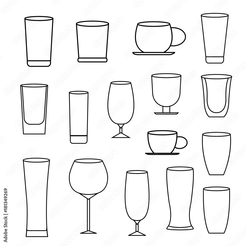 vector of glass line icon set vector of glass line icon set