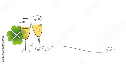 sektgläser - glücksklee