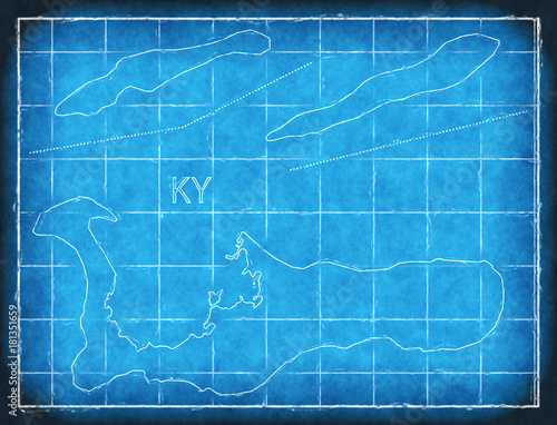 Cayman Islands map blue print artwork illustration silhouette