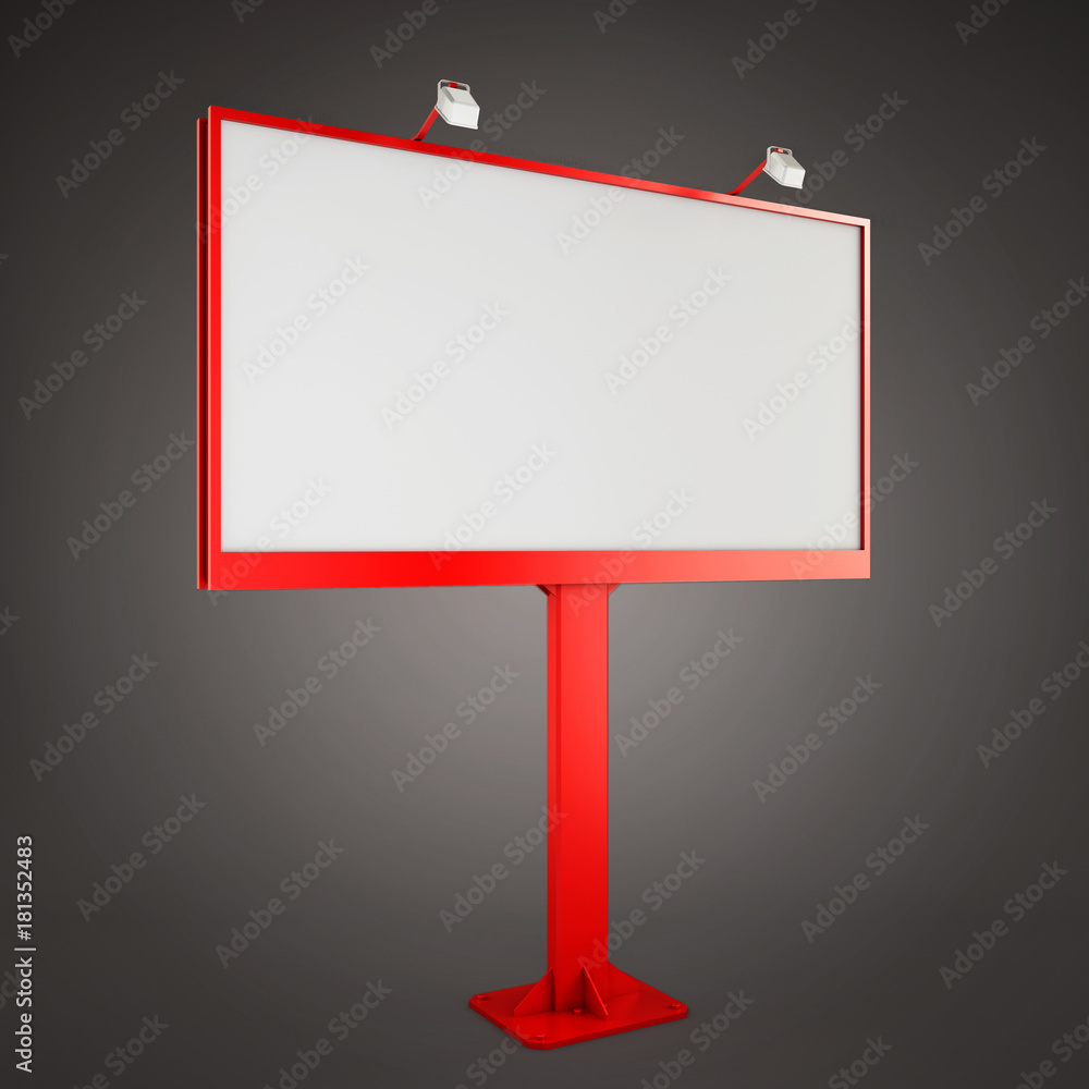 Blank street billboard standing on grey background. 3D rendering Blank street billboard standing on grey background. 3D rendering