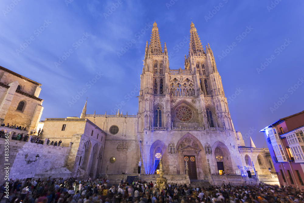 night views of the cathedral of burgos.