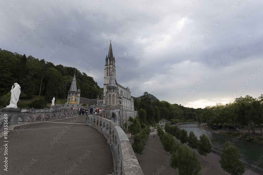 views of the sanctuary of Lourdes.