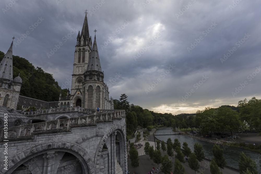 views of the sanctuary of Lourdes.