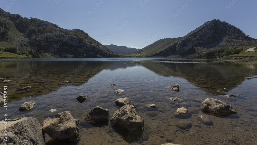 lake of covadonga in asturias.