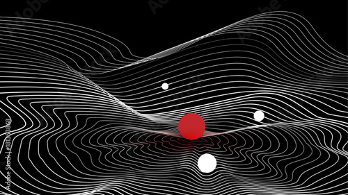 Topographical Map with Spheres - Vector Illustration.