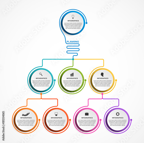 Infographic design organization chart template for business presentations, information banner, timeline or web design.