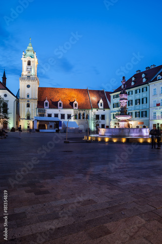 Bratislava Old Town Main Square at Night in Slovakia