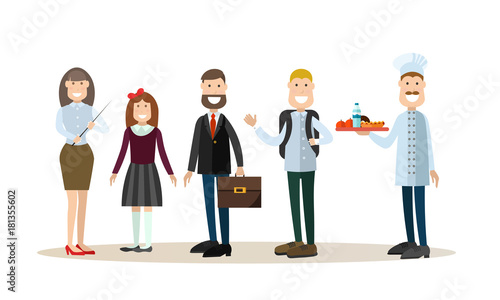 School people vector illustration in flat style