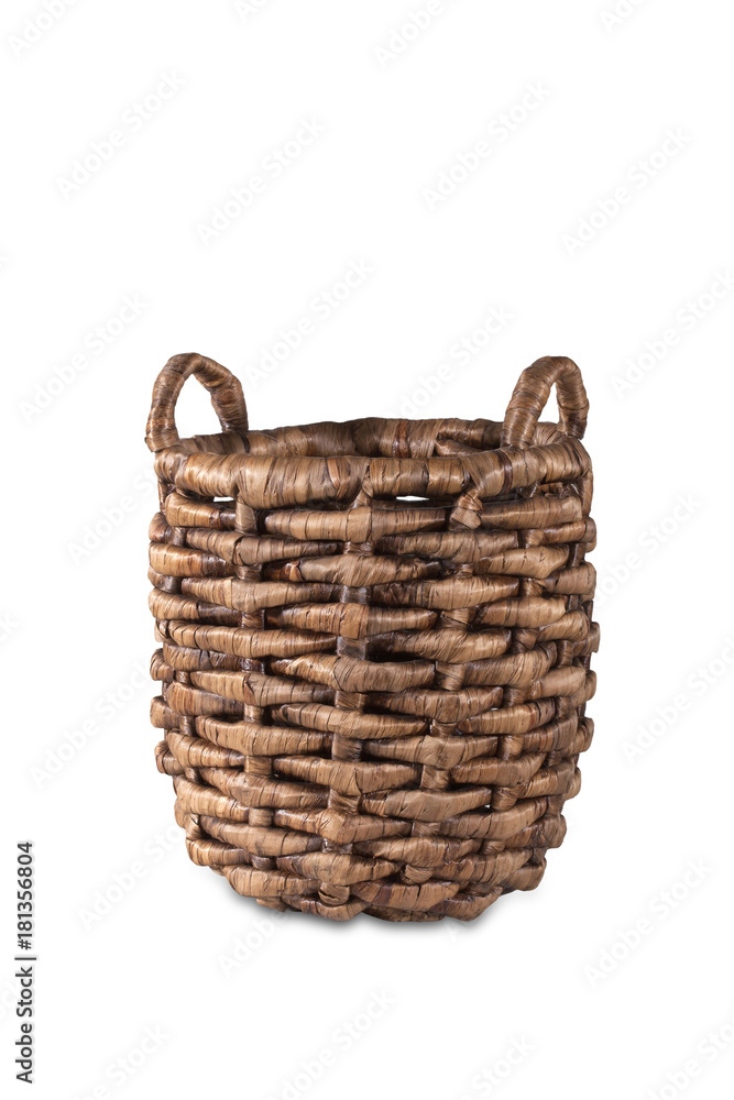 Vintage wicker basket on white background