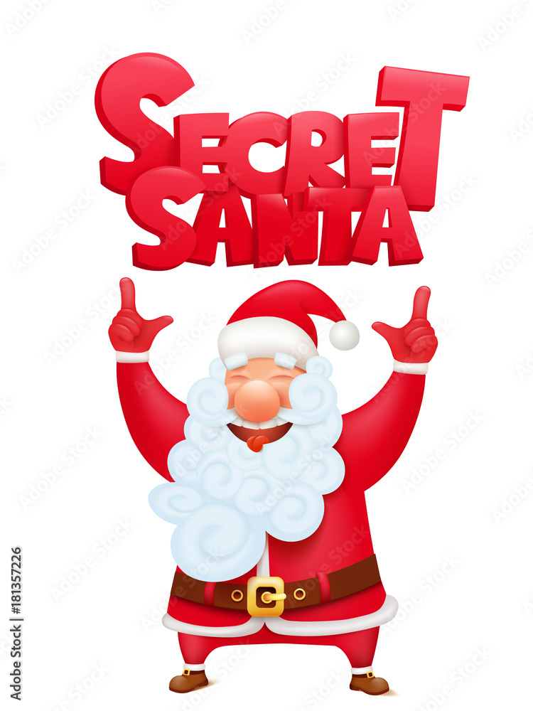 Secret santa claus cartoon character invitation concept card Stock Vector |  Adobe Stock