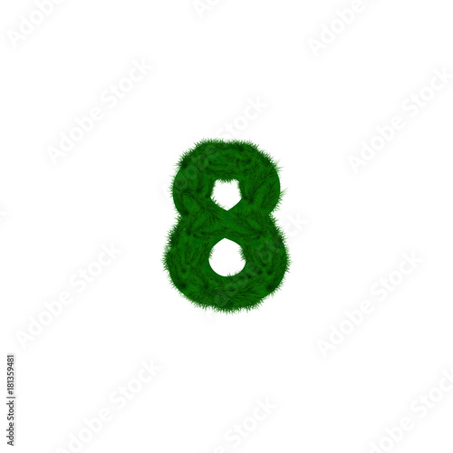 Vector numbers decorated with pine branches. Number- 8. Eight.
