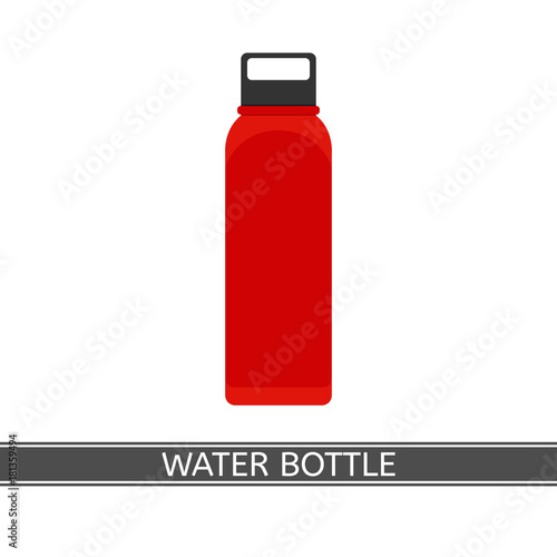 Water bottle vector icon for camping, sport, hiking, fishing, outdoor activities. Isolated on white background, flat style.