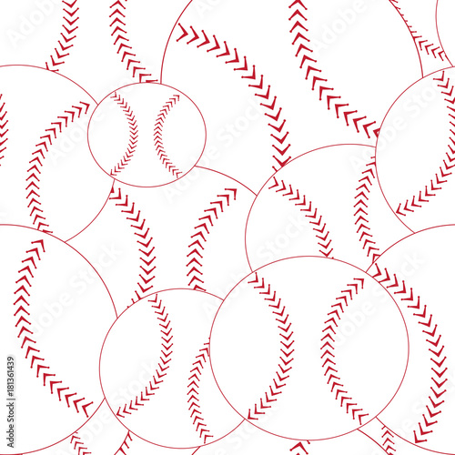 Baseball seamless pattern red and white with stitching vector