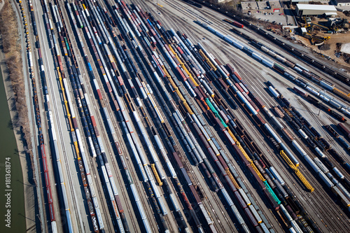 Aerial view of Rail yard in Cincinnati photo