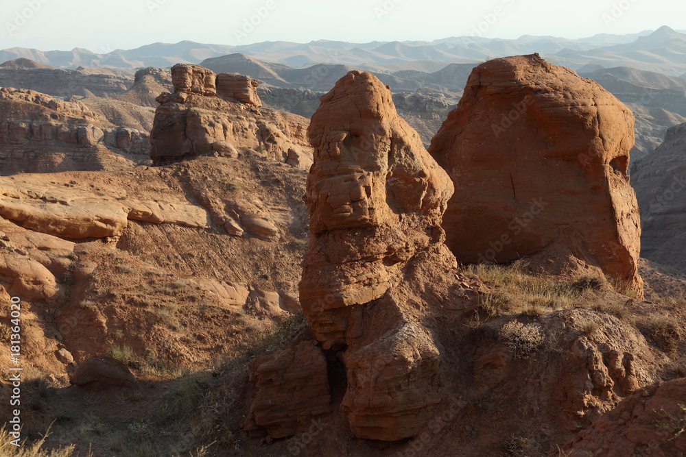 Red rock formations in the canyon of Boysun, Surkhandarya region.Uzbekistan.