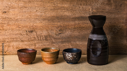 many sake cup background photo