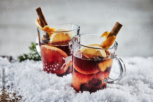 Traditional hot spicy mulled Gluhwein for Xmas