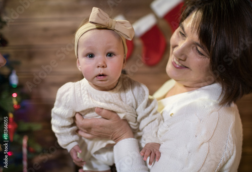 grandmother and granddaughter in christmas