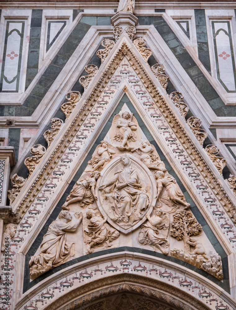 Carving of Madonna of the Girdle at portal of Florence cathedral