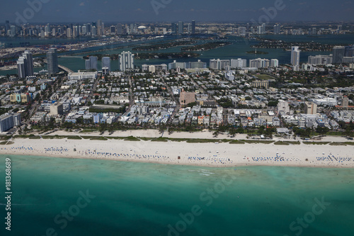 Aereal view from an airplane of Miami Beach and surroundings 