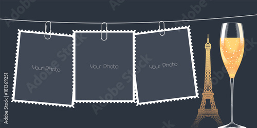 Collage of photo frames vector illustration, background
