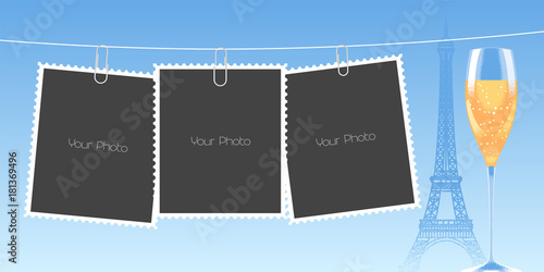 Collage of photo frames vector background