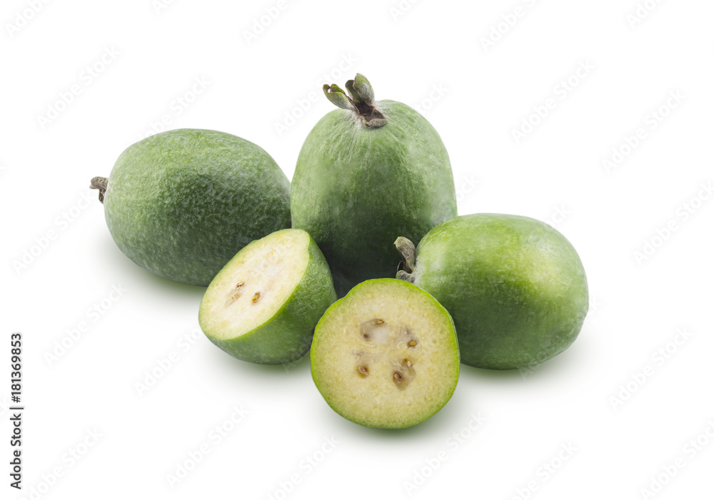 Feijoa is isolated on a white background Feijoa is isolated on a white background