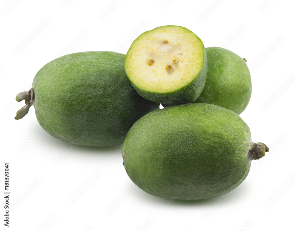 Feijoa is isolated on a white background Feijoa is isolated on a white background