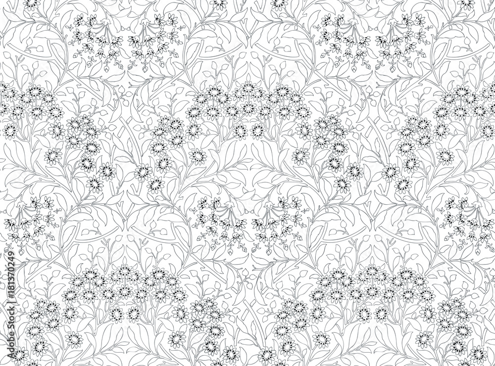 Floral seamless pattern for your design. Modern fabric design. Floral seamless pattern for coloring. Vector illustration. Backgrounds. Floral seamless pattern for your design. Modern fabric design. Floral seamless pattern for coloring. Vector illustration. Backgrounds.