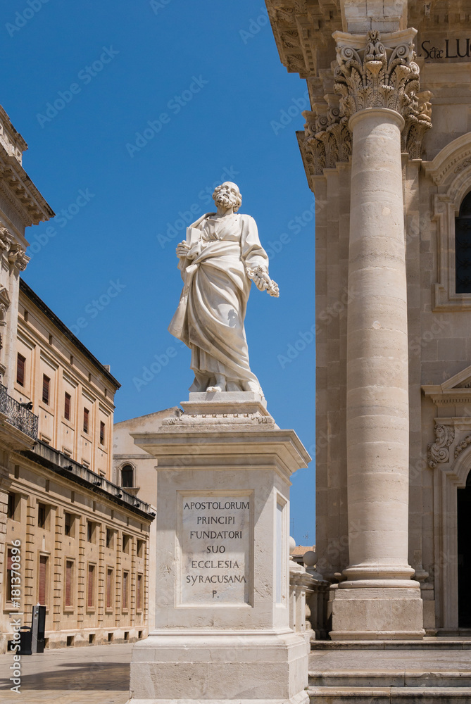 Statue of St. Peter in front of the cathedral, Ortigia