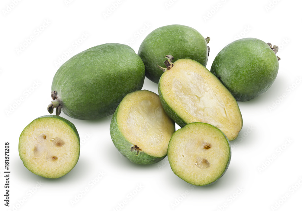 Feijoa is isolated on a white background Feijoa is isolated on a white background