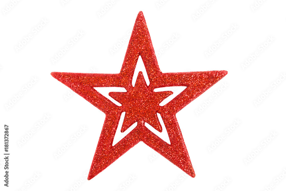 Christmas hanging decoration red star on white background with clipping path Christmas hanging decoration red star on white background with clipping path