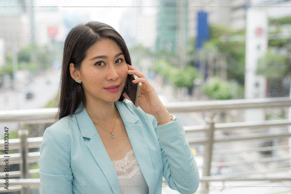 lifestyle business woman feel happy using smartphone , business concept lifestyle business woman feel happy using smartphone , business concept