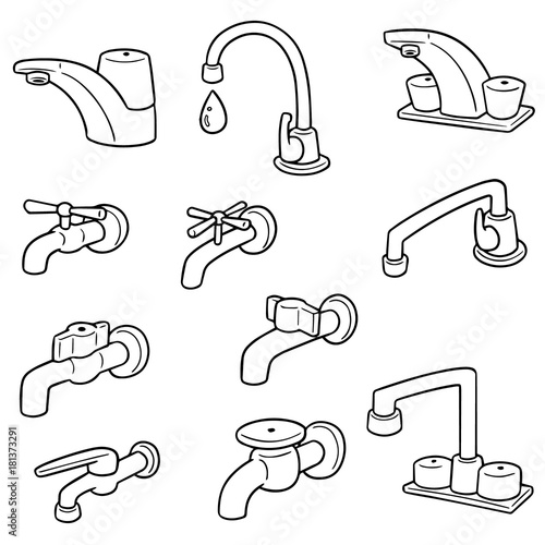 vector set of faucet