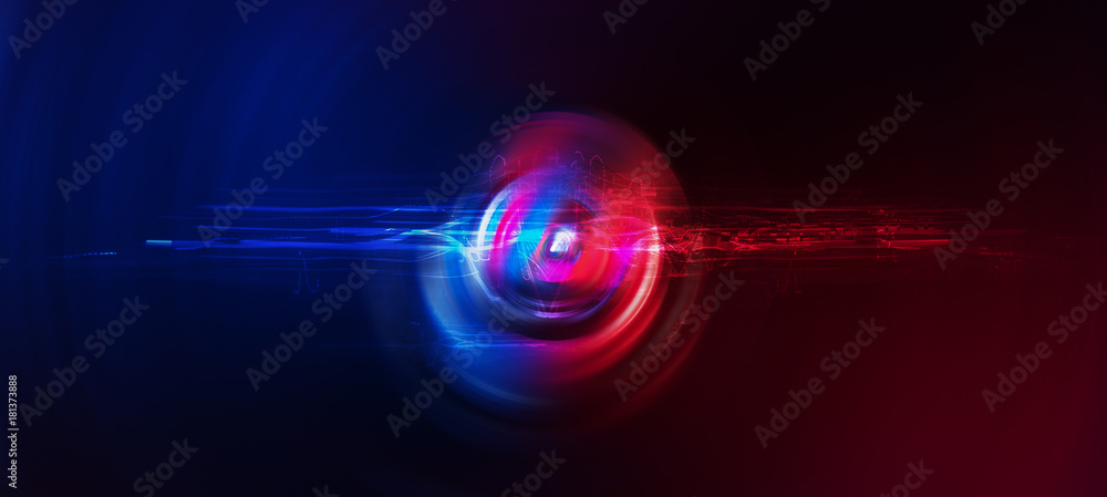Abstract high tech background in Red and Blue tone with radial blur ...
