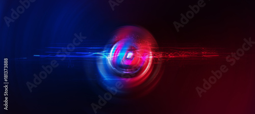 Photos Abstract high tech background in Red and Blue tone with radial blur effect