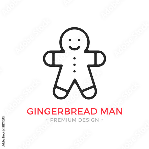 Gingerbread man line icon. Christmas cookie. Vector outline icon