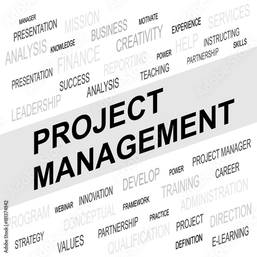 Word cloud of project management related items. Business concept. 