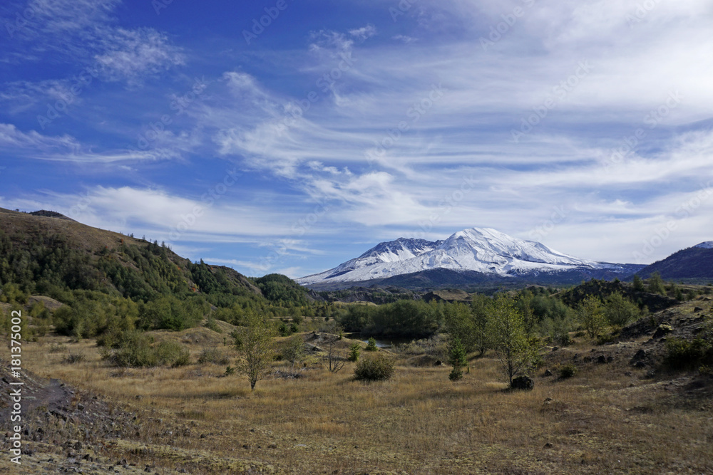 Mount Saint Helens volcano in the Washington State Cascade mountain range