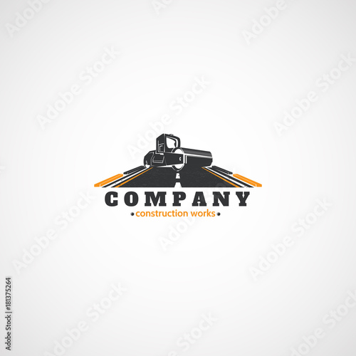 Asphalt compactor on the road.