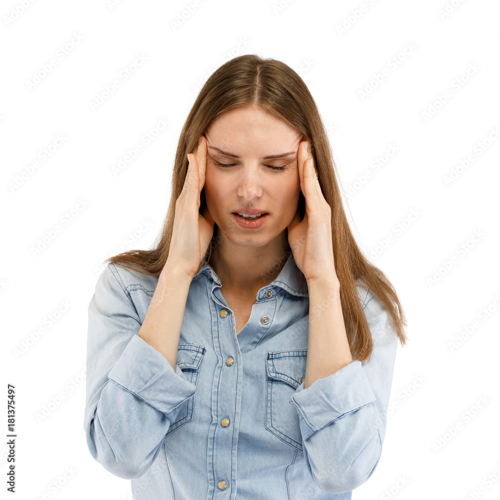 Woman massaging pain head