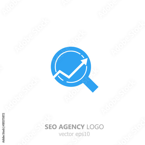 Logo of the seo agency. A growing schedule. Up arrow in a circle, for your company