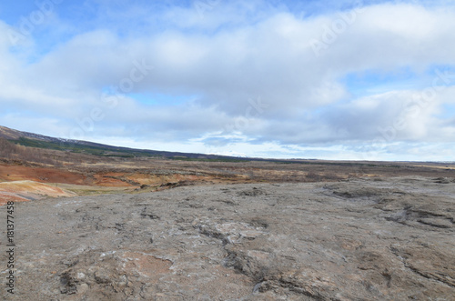 Landscape view of the nature in Haukadalur in Iceland photo