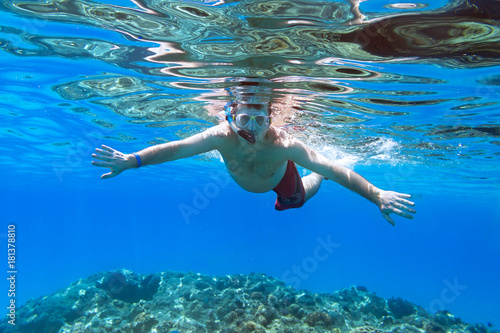 Man snorkeling in Red Sea of Egypt