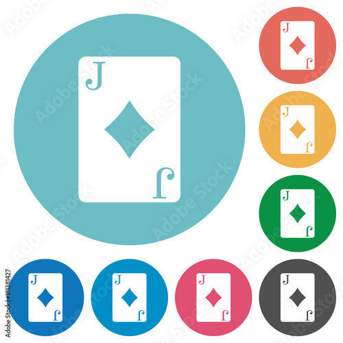Jack of diamonds card flat round icons