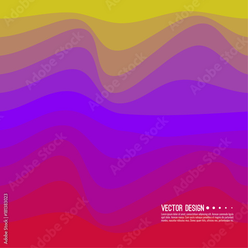 Distorted wave colorful texture. Abstract dynamical rippled surface. Vector stripe deformation background. Transition and gradation of color.