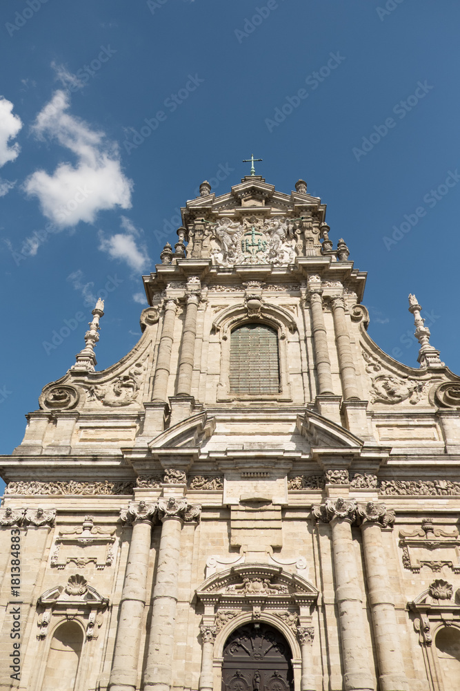 Baroque architecture facade of Sint-Michielskerk (Saint Michael's Church) in Leuven, Belgium. Jesuit church.