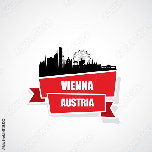 Canvas Print Vienna skyline ribbon banner