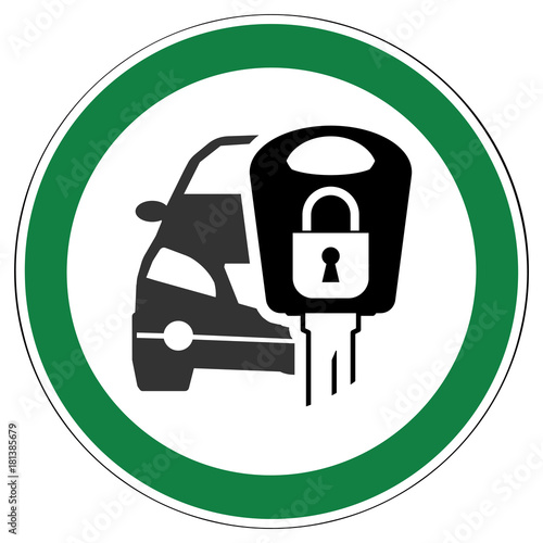 srg11 SignRoundGreen - german - ez11 ErlaubnisZeichen: Diebstahl verhindern - Fahrzeug abschliessen - english: prevent theft - lock your car - green  xxl g5659 photo