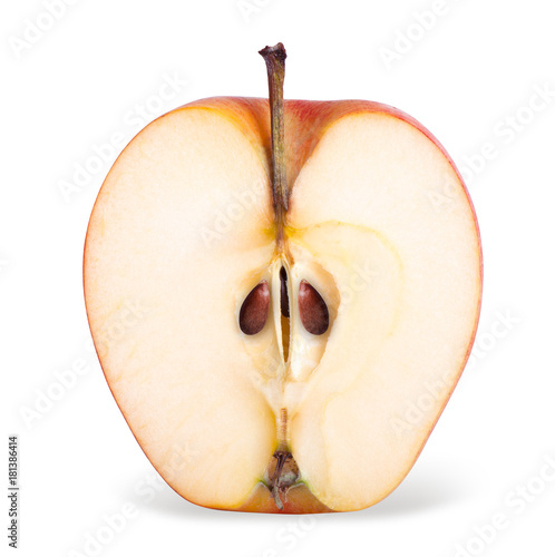 Closeup of red apple half isolated